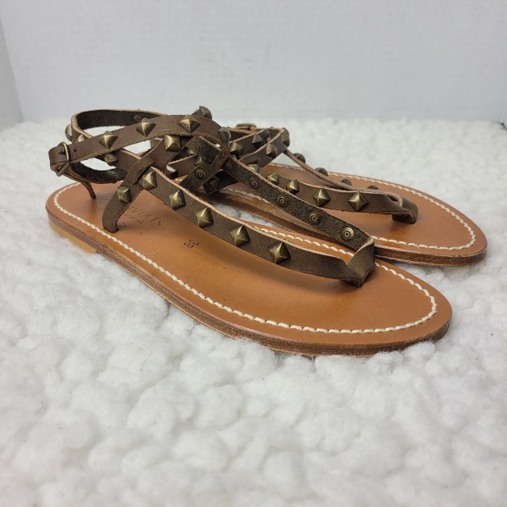 K.Jacques Deltapyr Sstudded Womens Sandals Size 7.5 Brown Leather Shoes